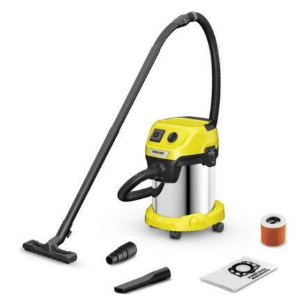 Пылесос хозяйственный KARCHER WD 3 PS, мусоросборник 17 л, мощность 1000 Вт, желтый, 1.628-190.0 Пылесос хозяйственный KARCHER WD 3 PS, мусоросборник 17 л, мощность 1000 Вт, желтый, 1.628-190.0