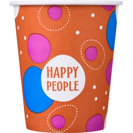 Стакан одноразовый бум односл. 250 мл d-80мм Happy People МИКС  50шт/уп