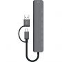 Разветвитель USB PERO MH06, USB-С/A TO 2xUSB-C+USB 3.0+4xUSB 2.0 серый