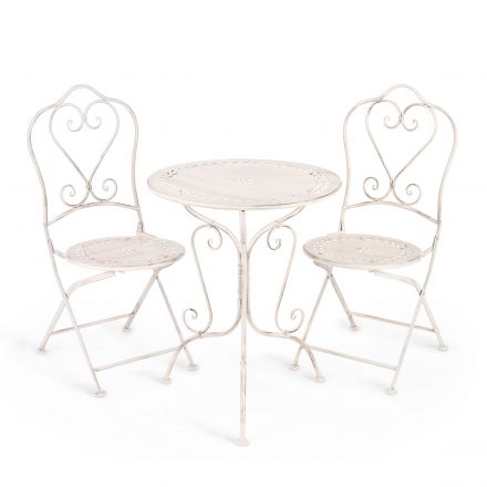 Комплект (стол + 2 стула) Secret de Maison Monique (mod. PL08-6241.6242), металл, стол:62*73, стул: 48*40*93, Античный белый (Antique White)