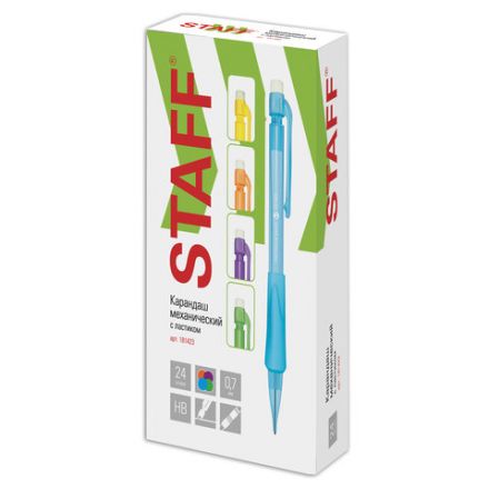 Карандаш механический 0,7 мм, STAFF "College" MP-422, ластик, резиновый грип, корпус тонированный ассорти, 181423 Карандаш механический 0,7 мм, STAFF "College" MP-422, ластик, резиновый грип, корпус тонированный ассорти, 181423