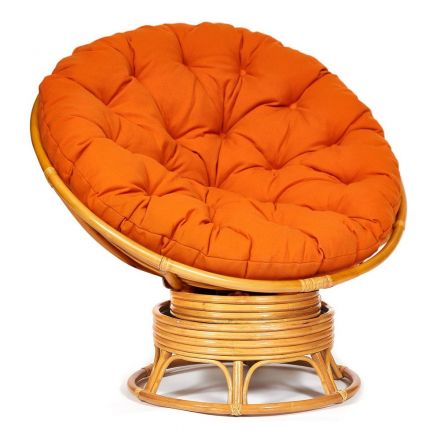 Кресло-качалка Папасан/Papasan (W 23/01 B) /с подушкой/ 115х78х104см, медовый, ткань оранжевый, с 23 Кресло-качалка Папасан/Papasan (W 23/01 B) /с подушкой/ 115х78х104см, медовый, ткань оранжевый, с 23