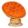 Кресло-качалка Папасан/Papasan (W 23/01 B) /с подушкой/ 115х78х104см, медовый, ткань оранжевый, с 23