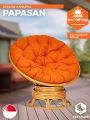 Кресло-качалка Папасан/Papasan (W 23/01 B) /с подушкой/ 115х78х104см, медовый, ткань оранжевый, с 23