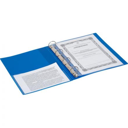 Папка на 4-х кольцах Attache 42 мм синяя до 250 листов (пластик 0.7 мм)