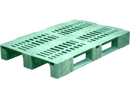Паллет 1200х800х150 перфорированный (версия 2), на 3-х полозьях  зеленый