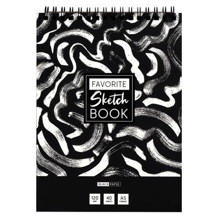 Скетчбук 40л., А5 ArtSpace "Черная линия", на гребне, черный блок, 120г/м2