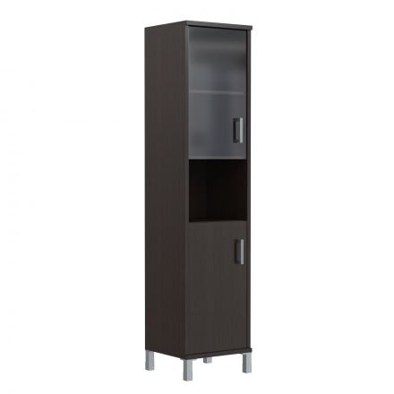 Шкаф-колонка высокая с малой стеклянной дверью и глухой B 431.10(L) Венге Магия 475х450х2054 BORN Шкаф-колонка высокая с малой стеклянной дверью и глухой B 431.10(L) Венге Магия 475х450х2054 BORN