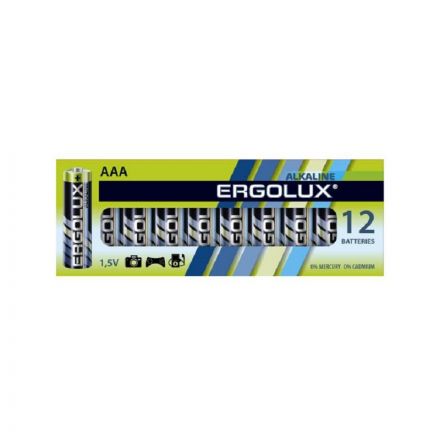 Батарейки Ergolux AAA/LR 03 Alkaline BP-12 (LR 03 BP-12, 1.5В)(12 шт в уп.)