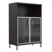 Шкаф средний с малыми стеклянными дверьми в AL-рамке B 420.4 Венге Магия 900х450х1286 BORN Шкаф средний с малыми стеклянными дверьми в AL-рамке B 420.4 Венге Магия 900х450х1286 BORN