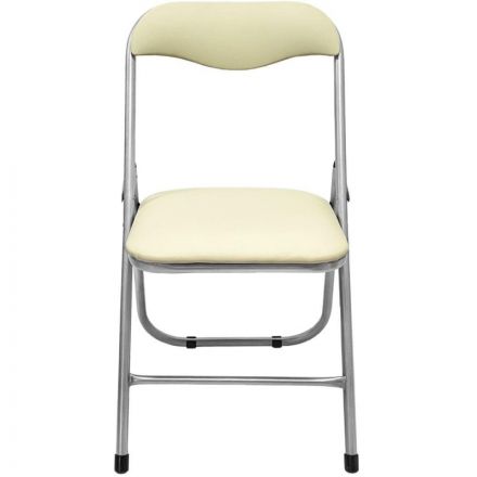 Стул складной  каркас серебр,обивка кожзам 506 слоновая кость  РС 04 