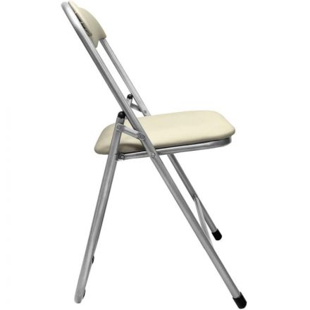 Стул складной  каркас серебр,обивка кожзам 506 слоновая кость  РС 04 