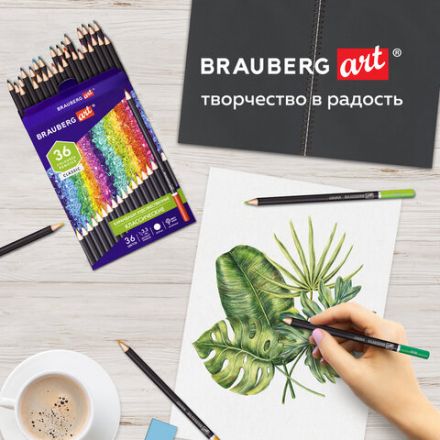 Карандаши художественные цветные BRAUBERG ART CLASSIC, 36 цветов, МЯГКИЙ грифель 3,3 мм, 181538 Карандаши художественные цветные BRAUBERG ART CLASSIC, 36 цветов, МЯГКИЙ грифель 3,3 мм, 181538
