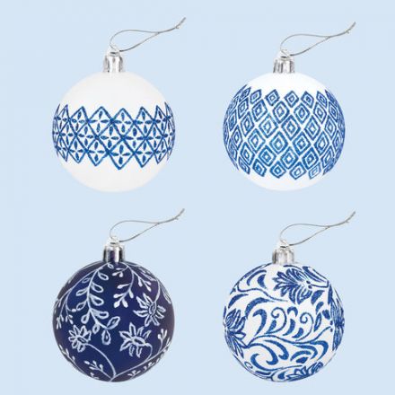 Шары ёлочные 4 шт., 6 см, "Гжель", пластик, цвет: синий/белый, ЗОЛОТАЯ СКАЗКА, 591130 Шары ёлочные 4 шт., 6 см, "Гжель", пластик, цвет: синий/белый, ЗОЛОТАЯ СКАЗКА, 591130