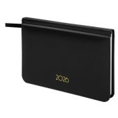 Еженедельник датированный 2026, МАЛЫЙ ФОРМАТ 95х155 мм, А6, BRAUBERG "Select", балакрон, черный, 117193