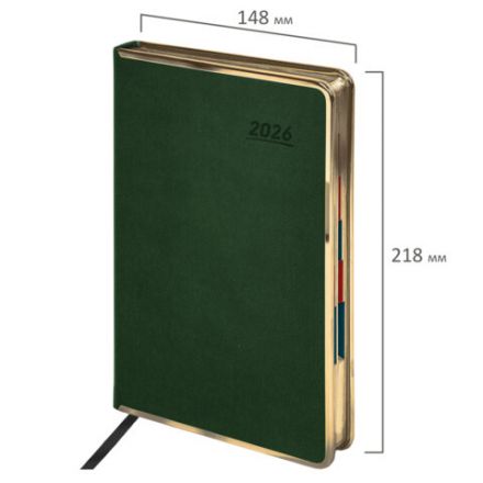 Ежедневник датированный 2026 А5 148х218 мм, GALANT "Infinity Gold", под кожу, темно-зеленый, 117504 Ежедневник датированный 2026 А5 148х218 мм, GALANT "Infinity Gold", под кожу, темно-зеленый, 117504