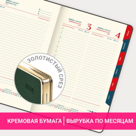 Ежедневник датированный 2026 А5 148х218 мм, GALANT "Infinity Gold", под кожу, темно-зеленый, 117504 Ежедневник датированный 2026 А5 148х218 мм, GALANT "Infinity Gold", под кожу, темно-зеленый, 117504