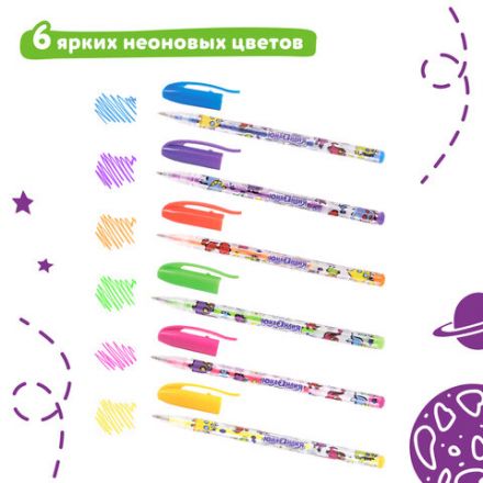 Ручки гелевые ЮНЛАНДИЯ, НАБОР 6 ЦВЕТОВ, НЕОН, корпус с печатью, узел 0,7 мм, линия письма 0,5 мм, 142804 Ручки гелевые ЮНЛАНДИЯ, НАБОР 6 ЦВЕТОВ, НЕОН, корпус с печатью, узел 0,7 мм, линия письма 0,5 мм, 142804