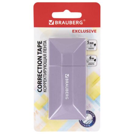 Корректирующая лента BRAUBERG "EXCLUSIVE", 5 мм х 6 м, ассорти, блистер, 273022, Код 1C Корректирующая лента BRAUBERG "EXCLUSIVE", 5 мм х 6 м, ассорти, блистер, 273022, Код 1C
