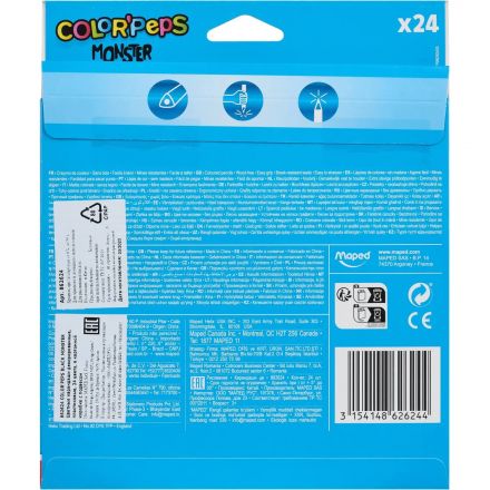 Карандаши цветные Maped BLACK MONSTER трехгранные,пластик,24цв/наб,862624 Карандаши цветные Maped BLACK MONSTER трехгранные,пластик,24цв/наб,862624