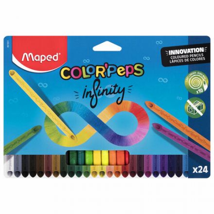 Карандаши цветные монолитные MAPED "Infinity", набор 24 цвета, трехгранные, 861601 Карандаши цветные монолитные MAPED "Infinity", набор 24 цвета, трехгранные, 861601