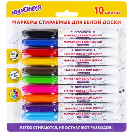 Маркеры стираемые для белой доски НАБОР 10 ЦВЕТОВ, ЮНЛАНДИЯ "COLORWAY", 3 мм, 152100 Маркеры стираемые для белой доски НАБОР 10 ЦВЕТОВ, ЮНЛАНДИЯ "COLORWAY", 3 мм, 152100