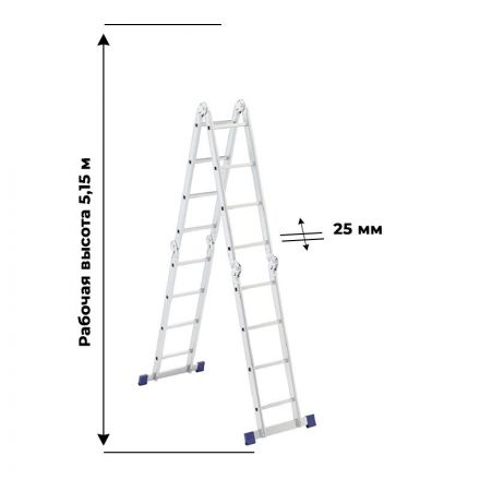 Лестница шарнирная алюминиевая 4х4 Сибртех (97882)