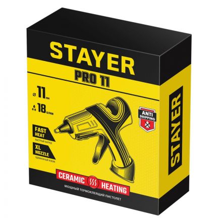 Пистолет клеевой STAYER PRO 11, 70Вт, 11мм, 18 г/мин (0681-20) Пистолет клеевой STAYER PRO 11, 70Вт, 11мм, 18 г/мин (0681-20)