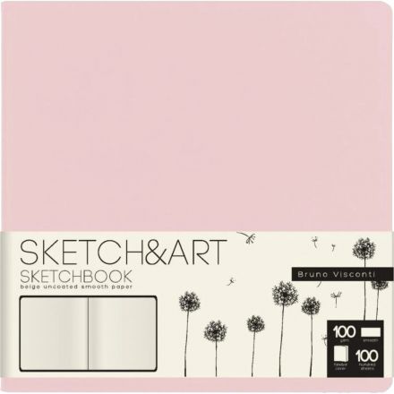 Скетчбук S&A ZEFIR 145х145 100л БЕЖ 100г книж.перепл.мягк.розовый 1-506/04