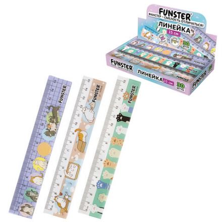 Линейка пластиковая 15 см, FUNSTER (ФАНСТЕР), "КОТЫ", ассорти, дисплей, 210918 Линейка пластиковая 15 см, FUNSTER (ФАНСТЕР), "КОТЫ", ассорти, дисплей, 210918