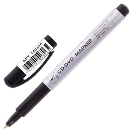 Маркер для CD и DVD BRAUBERG, ЧЕРНЫЙ, тонкий наконечник, 1 мм, 150418 Маркер для CD и DVD BRAUBERG, ЧЕРНЫЙ, тонкий наконечник, 1 мм, 150418