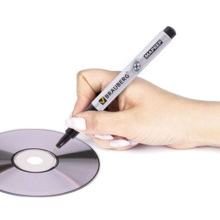 Маркер для CD и DVD BRAUBERG, ЧЕРНЫЙ, тонкий наконечник, 1 мм, 150418 Маркер для CD и DVD BRAUBERG, ЧЕРНЫЙ, тонкий наконечник, 1 мм, 150418
