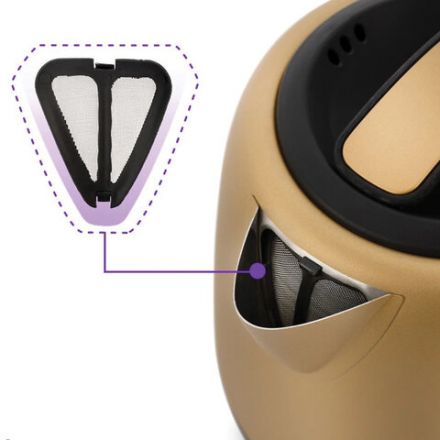 Чайник KITFORT КТ-6111, 1 л, 1630 Вт, закрытый нагревательный элемент, сталь, золотистый/черный Чайник KITFORT КТ-6111, 1 л, 1630 Вт, закрытый нагревательный элемент, сталь, золотистый/черный