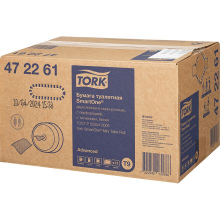 Бумага туалетная Tork SmartOne Advanced в мини-рулонах с ЦВ 2-сл. 12рул/уп