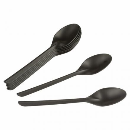 Ложка столовая одноразовая полипропиленовая 173 мм черная, КОМПЛЕКТ 50 шт., ПРЕМИУМ, WELDAY (ВЭЛДЭЙ), 881102