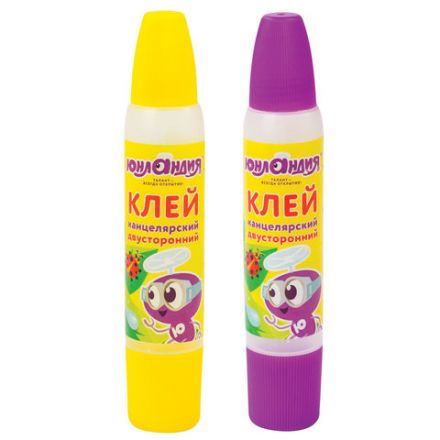 Клей канцелярский двусторонний ЮНЛАНДИЯ, 30 мл, с узким и широким аппликаторами, 227536 Клей канцелярский двусторонний ЮНЛАНДИЯ, 30 мл, с узким и широким аппликаторами, 227536