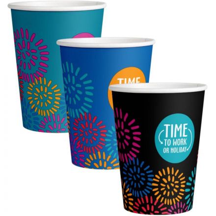 Стакан одноразовый бум односл. 350 мл d-90мм Time to work МИКС  50шт/уп