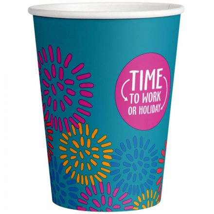 Стакан одноразовый бум односл. 350 мл d-90мм Time to work МИКС  50шт/уп