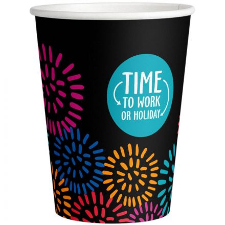 Стакан одноразовый бум односл. 350 мл d-90мм Time to work МИКС  50шт/уп
