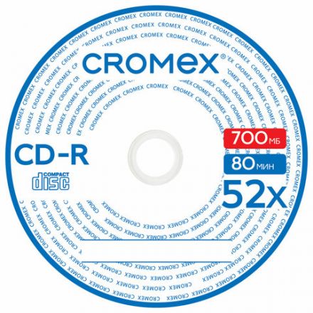 Диск CD-R CROMEX (КРОМЕКС), 700 Mb, 52x, Bulk (термоусадка без шпиля), КОМПЛЕКТ 100 шт., 513779