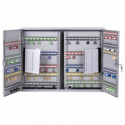 Шкафчик (Ключница) на 300 ключей BRAUBERG, 730х550х140 мм, с замком, +300 брелоков, серый, 290341