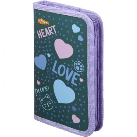 Пенал №1School Heart 1отд., софт тач,190x110 мм,ПКК 03-6