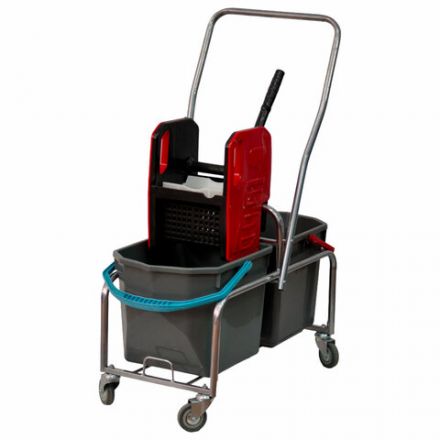 Тележка уборочная Eco-Force, 2 съемных ведра по 25 л, отжим, металлический каркас, бесшумные колеса, 22EF/2 Тележка уборочная Eco-Force, 2 съемных ведра по 25 л, отжим, металлический каркас, бесшумные колеса, 22EF/2