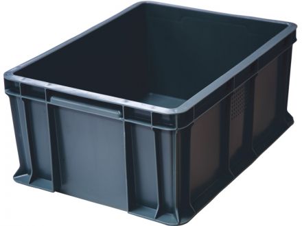 Ящик 400х300х180 сплошной, с внешней ручкой  серый