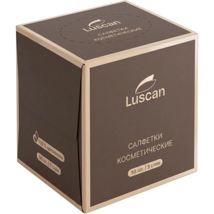 Салфетки косметические Luscan 3сл 56шт/уп в кубе белые
