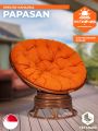 Кресло-качалка Папасан/Papasan (W 23/01 B) /с подушкой/ 115х78х104см, пекан орех, ткань оранжевый, с 23
