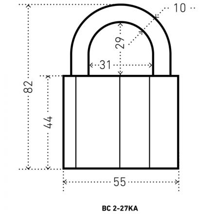 Замок навесной УЗК Аллюр ВС2-27КА (55xd=10)алюм.сплав сереб(тип1/1секр/3кл)