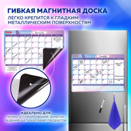 Планинг-трекер магнитный на холодильник, 42х30 см, с маркером и салфеткой, BRAUBERG, 237853 Планинг-трекер магнитный на холодильник, 42х30 см, с маркером и салфеткой, BRAUBERG, 237853