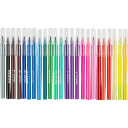 Фломастеры №1School Croco 24цв., прозр.колп,смыв, блист. упак. c кнопкой