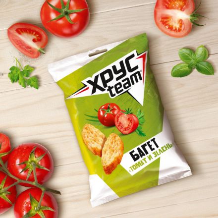 Сухарики Хрустим багет томат/зелень 60 г Сухарики Хрустим багет томат/зелень 60 г